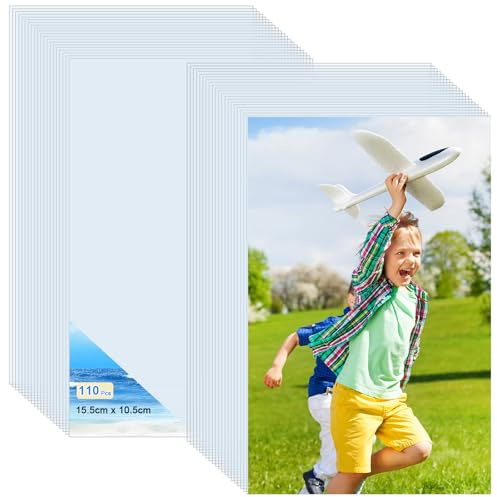 110 Stück Klarsichthüllen, Fotohüllen 10x15cm Klarsichtfolien Wasserdichte | Top-Loading A6 Hüllen, Folienhüllen für Fotos Postkarten Rezepte Handwerk, Staub- & Fingerabdruckresistent Plastikfolien