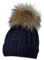 MERRYLAND Mütze XXL Echtfellbommel Pudelmütze Bommelmütze ECHTFELL Hat Real Fur Handmade Fellbommel Echt Fell Bommel Strickmütze Pelzbommel Waschbär Raccoon Pelz
