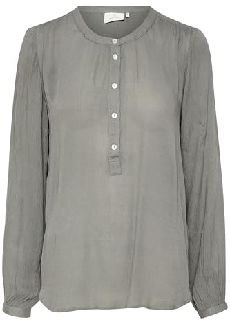 KAFFE Damen Bluse Langarm Karla Damen Bluse Amber Langarm Shirt Elegant V Ausschnitt Henley Stil Lange Ärmel