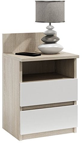 Nachtschrank Nachtkonsole Nachttisch Nachtschränkchen Beistelltisch V87 (Sonoma / Weiß)