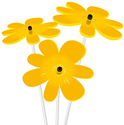 Cazador-del-sol ® - das Original | NEA | 3 Stück | Sonnenstrauß gelb | Durchmesser 8 cm | Höhe 25 cm