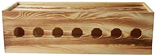 Insun Handgemacht Kabelbox aus Massivholz Schreibtisch Aufbewahrungsbox für Kabel Verwalten und Organisieren Karbonisiertes Holz XXL
