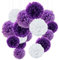O-Kinee Pom Poms aus Seidenpapier, 24 Stück Seidenpapier Pompons, Blumen Ball Dekorpapier Kit für Geburtstag, Hochzeit, Baby Dusche, Parteien, Partei Dekoration, Helles Lila, Dunkles Violet und Weiß