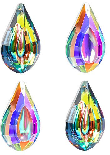 4 Piezas Cristal Prisma Colgante, Hermosa Colgante de Bolas, Crystal del Sol, Colgantes de Cristal Decorativo Arcoíris para Decoración de Prisma de la Casa Fesnter(2 Estilos)