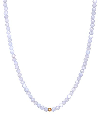 BERGERLIN Chalcedon Halskette weiss - weisse Kette - Gold - XS-S