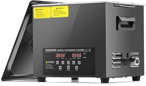 CREWORKS 10L Ultraschallreinigungsgerät mit Heizung 2 Reinigungsintensitätsmodi Ultraschallreiniger Entgasungsfunktion Reinigungsgeräte Reinigung Ultrasonic Cleaner Digital Timer für Brillen Schmuck