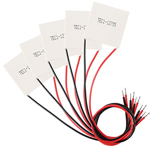 TEC1-12715 Kühlkörper, 108 W, 12 V-15,4 V, thermoelektrischer Kühler, 40 mm x 40 mm, Peltier-Platten-Modul für Halbleiter-Thermoelektrische Kühlkörper, 5 Stück