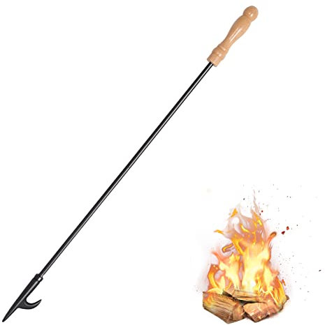 Uten Fire Pit Poker 32in Long, Removable Design Fire Poker, Fireplace Accessories, Solid Steel Heavy Duty, Outdoor Camping Accessory, for Fireplaces Wood Stoves Fire Pits Campfires