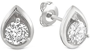 Zeeme Basic Damen Ohrringe 925/- Sterling Silber 1,1cm Glänzend Zirkonia weiß 360221878