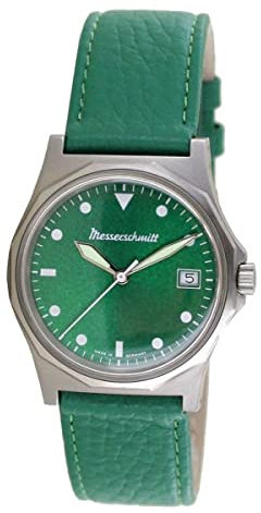 Messerschmitt Aristo Herren Uhr Fliegeruhr ME-99GR Leder grün