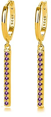 Ohrring Lifter Silber 925, Ohrringe 925 Silber Zylinder mit Zirkonia Gold Lila 15 mm