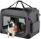 Feandrea Hundebox faltbar, Transportbox Hund, XXL, Hundetasche, Oxford-Gewebe, Netzstoff, atmungsaktiv tragbar transportabel, Metallrahmen, mit Griffen, Taschen, 91 x 63 x 63 cm, grau PDC90G01