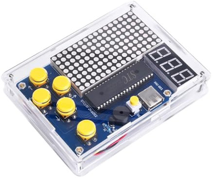 APKLVSR DIY Elektronik Bausatz,DIY-Spielkonsolen-Handset mit Acrylgehäuse,Lötübungsset,Löt Bausatz kit mit Display für Mint-Schulbildung