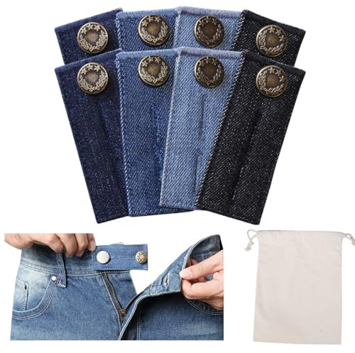 Lot de 8 extenseurs de boutons élastiques réglables pour jeans de grossesse, pour femmes enceintes, 4 couleurs différentes