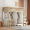YESGIGA Hochbett 90 x 200 mit großem Kleiderschrank Regal und Tisch, Stauraum Treppe Mehrzweckbetteinheit Holzbettgestell (Weiß+Holzfarbe)