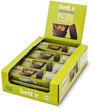 Bett’r Bio Pistaziencreme Butter cups - 100% Vegan, Organic und frei von Palmöl - 12 x 39 g
