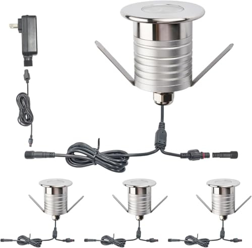 HHTUN 704 LED 3W Unterwasserlampe, 3W DC12-24V, IP68 wasserdichte Bewertung, Pool-Licht, wasserdichte Beleuchtungskörper, Landschaft wasserdichte Beleuchtung (3000K, 4 Pack)