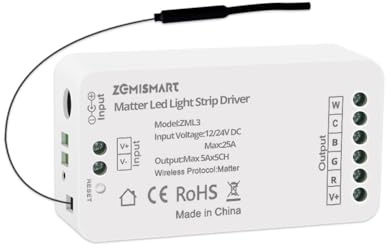 YoumiAi Matter Over WiFi Smart Light LED Smart Matter Lampe, funktioniert mit HomeKit, Sprachsteuerung/App/Timer (RGBCW LED-Streifen-Treiber)