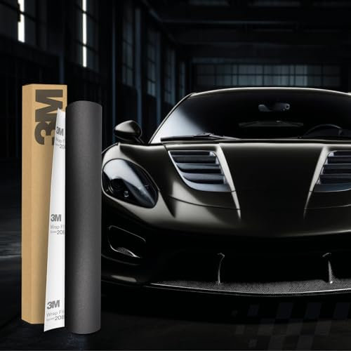 3M 2080 Car Wrapping Folie 30x152cm Selbstklebende Autofolie für Auto Motorrad Boot 3D Lackschutzfolie mit Luftkanälen zum Folieren (M212 Matte Black Metallic)