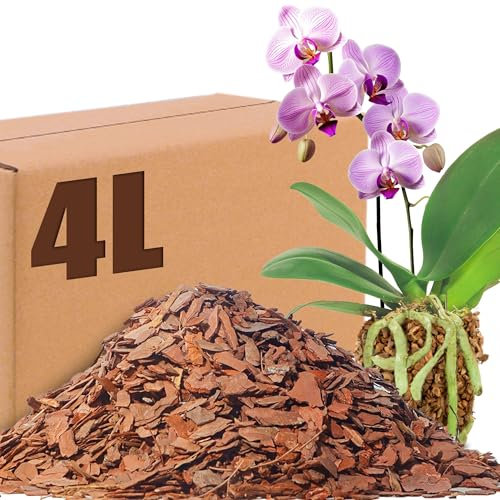 CHEOAR 4L Orchid Potting Mix Mulch For Garden (8-15mm)Orchid Compost-All Natural Pine Bark Wood Chips Orchid Bark Potting Mix for Houseplant Mulch, Help Orchid Plants Root Health Development