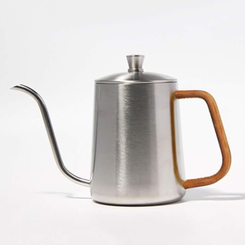 Generisch Wasserkocher, Isolierkanne, Lange Öffnung, feine Öffnung, Kaffeekanne, Edelstahlfilterkanne, Wasserkontrolle, glatt, 600 ml (Farbe: Schwarz)
