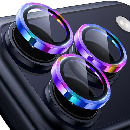 Hoerrye for iPhone 17 Pro Max/17 Pro Camera Lens Protector, Colorful | Individual Metal Lens Protection Cover, 9H Tempered Glass, HD Clear, Strong Adsorption, Anti-Scratch, Case Friendly