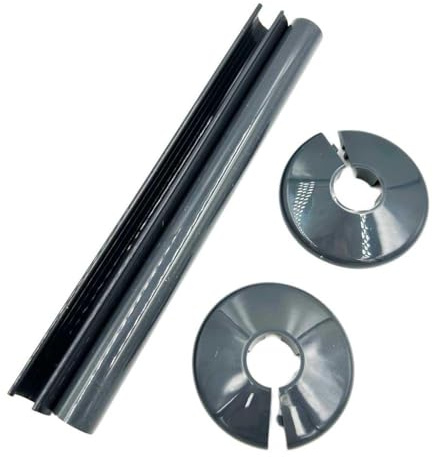 2 x Dark Grey Snappit Pipe Covers and Collars for Radiator Pipework