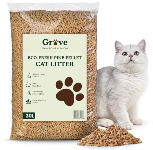 Grove by Ecoblaze 30L Pine Cat Litter Wood Pellets | Natural, Eco-Friendly & Biodegradable | Superior Odour Control | 99% Dust Free & Highly Absorbent