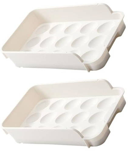 GETAJGHSD Supports de Rangement pour Œufs Lot de 2 en Plastique Solide, Organisateurs pour Réfrigérateur, Boîtes à Œufs Adaptées Stockage Quotidien, Accessoires la Cuisine
