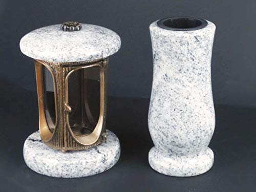 Designgrab - Lampada funeraria e vaso per tombe in alluminio, di colore ottone anticato