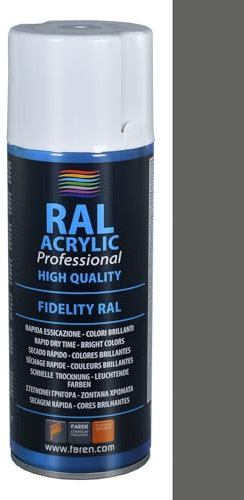 FAREN RAL ACRYLIC, Vernice spray Acrilica 100%, Smalto FIDELITY RAL, Colori Brillanti a Rapida Essiccazione, 400ml (RAL 7025 GRIGIO PERLA)(1pz)