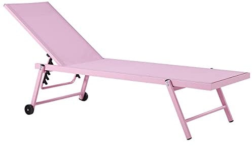 Sonnenliege Gartenliege mit Rollen Aluminium Textilbespannung Rosa Portofino