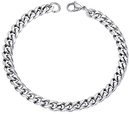 PROSTEEL Damen Armband 19cm Edelstahl Panzerkette Armband Hip Hop Bracelet 6mm breit kubanische Armkette Frauen Jungen Modeschmuck Accessoire für Geburtstag