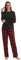 LNFINTDO Ensemble de pyjama en polaire pour femme - Haut à manches longues et pantalon de pyjama à carreaux - Vêtement de nuit doux et chaud - 2 pièces, Noir + rouge noir, S
