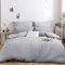 MOHAP Housse de Couette 220x240cm+2 Taies d'oreillers 65x65cm Gris Clair Parure de Lit Adulte 2 Personnes 100 Fils/cm² en Microfibre avec Fermeture Éclair