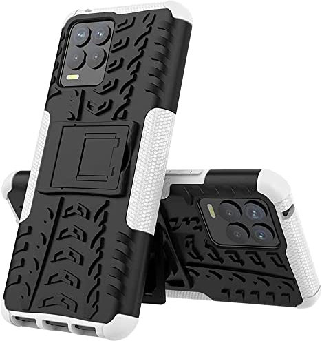 Funda para móvil Oppo Realme 8 / Realme 8 Pro con Soporte Protección 360 Grados 2 en 1 Carcasa Dura Resistente Antigolpes Protectora Heavy Duty Rugged Armor Case (Oppo Realme 8 / Realme 8 Pro, Blanco)