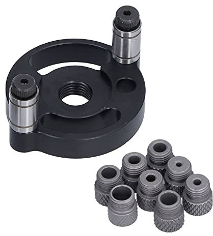 Localizzatore di Perforatori per la Lavorazione del Legno, Boccole per Trapano a 8 Fori 3/4/5/6/7/8/9/10 Mm, Posizionatore di Perforazione per Carpenteria con Tasselli Rotondi in Lega di Alluminio