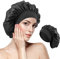 EHIOG Seidenhaube zum Schlafen – Atmungsaktive, Verstellbare Schlafhaube aus Satin für Locken, Damen & Mädchen, Doppellagiges Silk Bonnet (Schwarz)