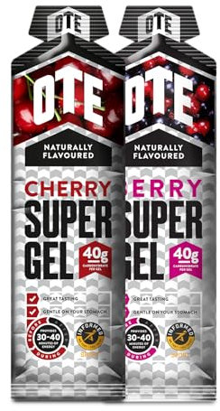 OTE Super Gel - Energy Gels for Running & Cycling - Superior Dual Source Running Gel with 40g of Carbohydrates - Glucose Gels for Swimming & Endurance Sports - Box of 12 (Berry & Cherry)