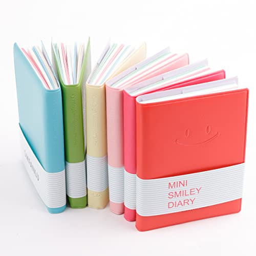 QUMENEY 6 STÜCKE Mini Notizbuch tragbares Tagebuch Bonbonfarben Taschen-Notizbuch kleine Notizblöcke Reise-Notizblöcke mit PU-Lederhülle 10,5 x 8 cm/4 x 3 Zoll, 100 Seiten (6 Farben)