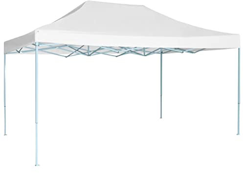 HOMIUSE Profi-Partyzelt Faltbar Stahl Pavillon Faltpavillon Grillpavillon Verkaufsstand Gartenpavillon Gartenlaube Party Zelt Groß Faltzelt Pavillion Klappbar Pavillon Faltbar 3x4 m Weiß