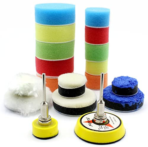 Polier SET Stützteller für Proxxon, Dremel 25mm 50mm Polierschwamm Polierpads Polierset zum Polieren Wachsen und Versiegeln