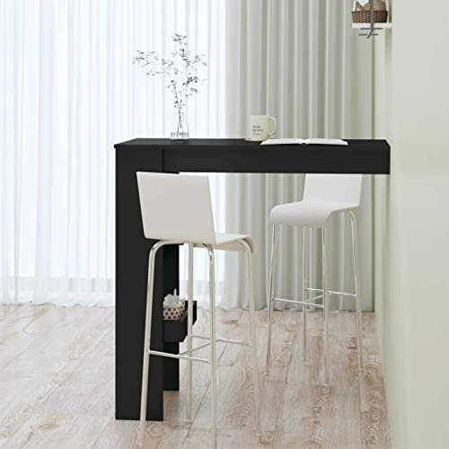 Tidyard Wand-Bartisch Stehtisch Holztisch Partytisch Sofatisch Esstisch Küchentisch Beistelltisch Küchentheke Bistrotisch für Küche, Wohnzimmer, Schwarz 102x45x103,5 cm Holzwerkstoff