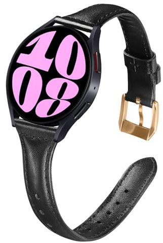 WoPail Leder Armband 20mm für Samsung Galaxy Watch 7/FE/6/5/4 40mm,44mm/Watch 6 Classic 43,47mm Damen Ersatzarmband Uhrenarmband für Galaxy Wat-ch 5 Pro 45mm Schwarz