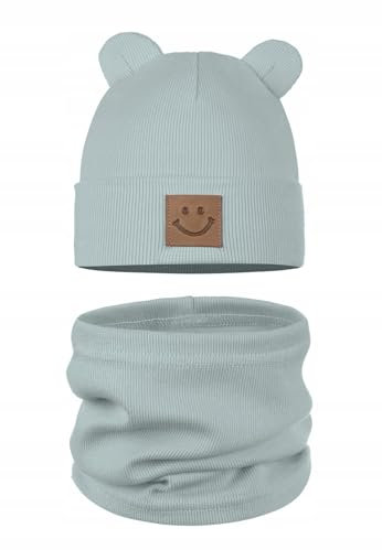 Majka | Kinder-Sportmütze & Schlauchschal Set | Kindermütze & Loop-Schal | 95% Baumwolle | Herbst Frühling Winter | weiches & pflegeleichtes (Olive)