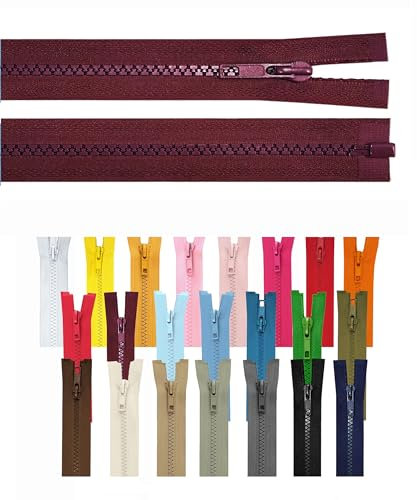 Reißverschluss teilbar Jackenreißverschluss Kunststoff Krampe Zähne grob 5mm Jacken Mantel Taschen Bordeaux 85cm