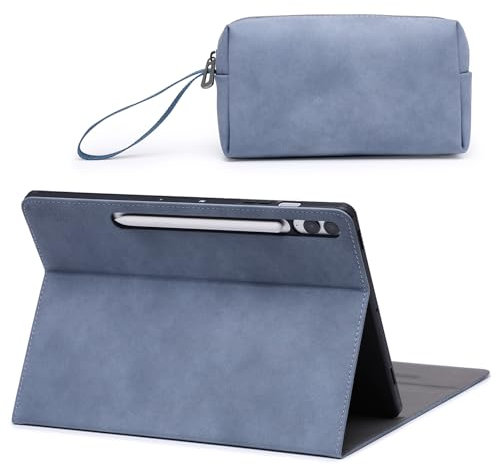 HYZUO Custodia per Samsung Galaxy Tab S9 FE+ Plus/Galaxy Tab S9+ Plus 12,4 Pollici 2023, Supporto Folio con Portastilo, Sveglia/Sonno Automatico, Cover Case protettiva con Borsa Piccola, Blu Haze