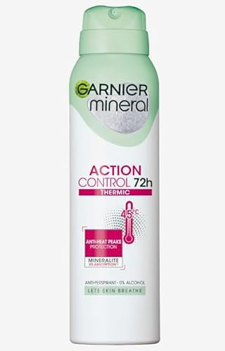 Garnier Action Control Thermic Spray 72h Anti-Heat Peaks Protection Anti-Perspirant 0% Alcohol allow the skin to breathe and keep it dry and clean throughout the day 150 ml. x 6 (Pack of 6)