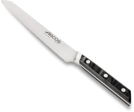 Arcos Serie Eclipse - Cuchillo Panero - Hoja de Acero Inoxidable Forjado con Filo Seda Plus de 200 mm - Pulido Brillo Especial - Mango Acrílico - Color Negro