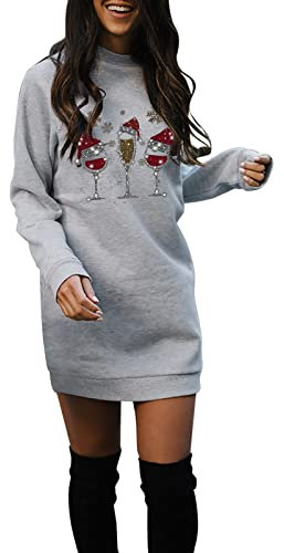 Damen Weihnachten Kleider - Sexy Cocktailkleid Winterkleid Party Kleid Mit Taschen Vintage Cocktailkleid Weihnacht KostüMset Samtkleid Schneeflocke/Schneemann Druck Warm Halten Chrismas Kleid